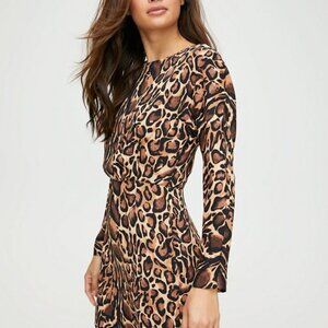 Aritzia Babaton Samson Animal Leopard Print Shift Dress Size 0